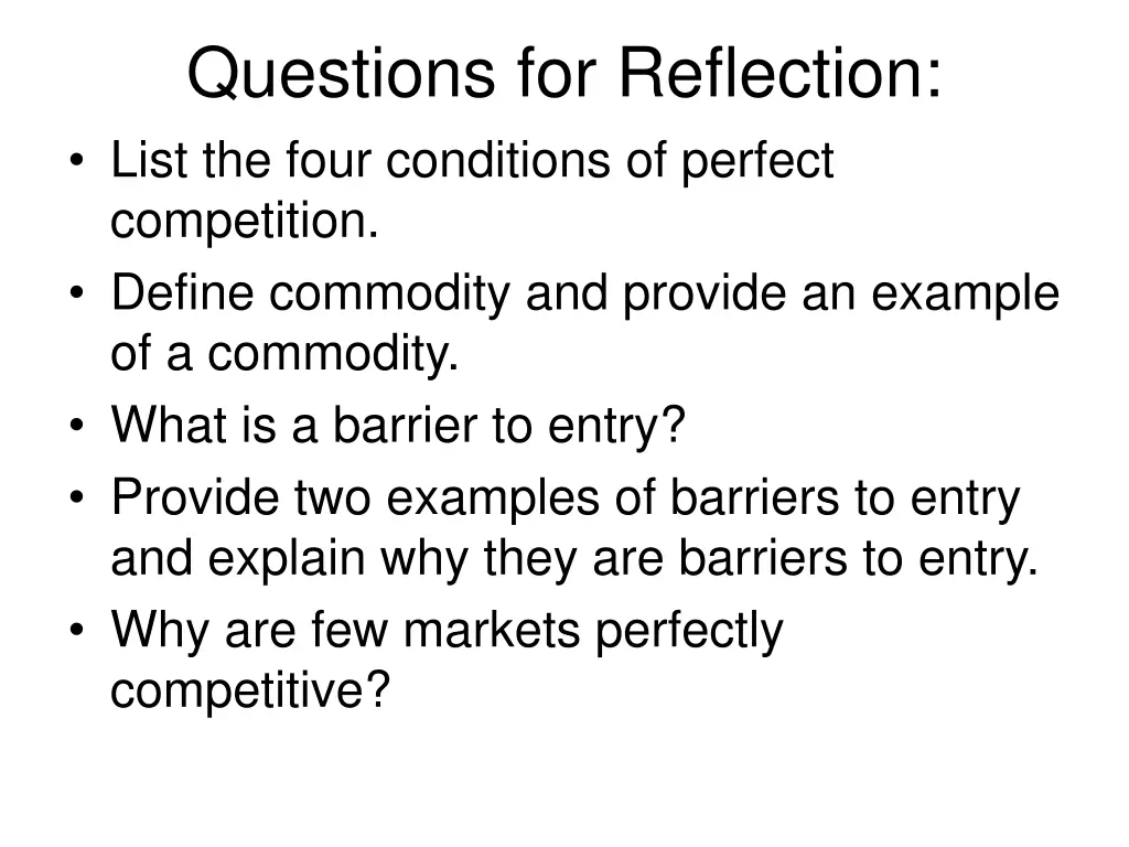 questions for reflection list the four conditions