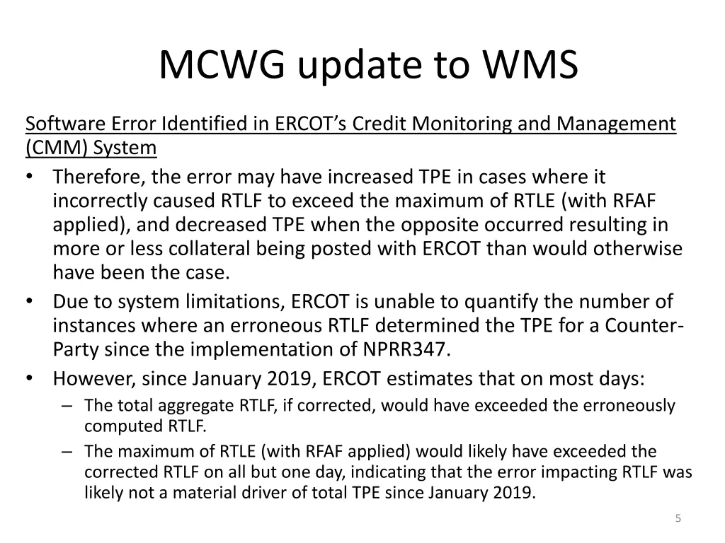 mcwg update to wms 2