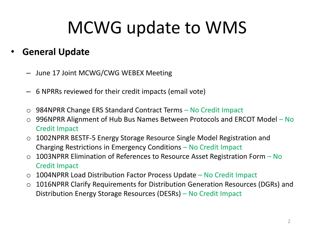 mcwg update to wms