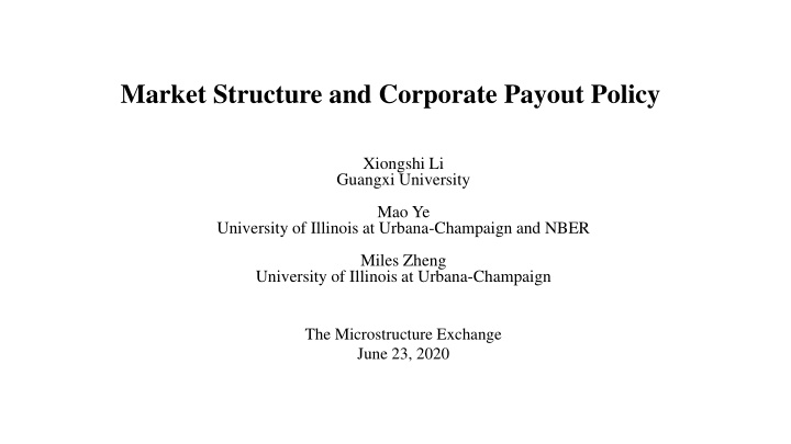 market structure and corporate payout policy