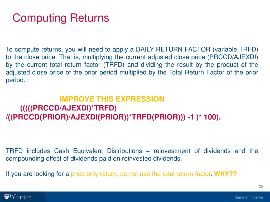 computing returns