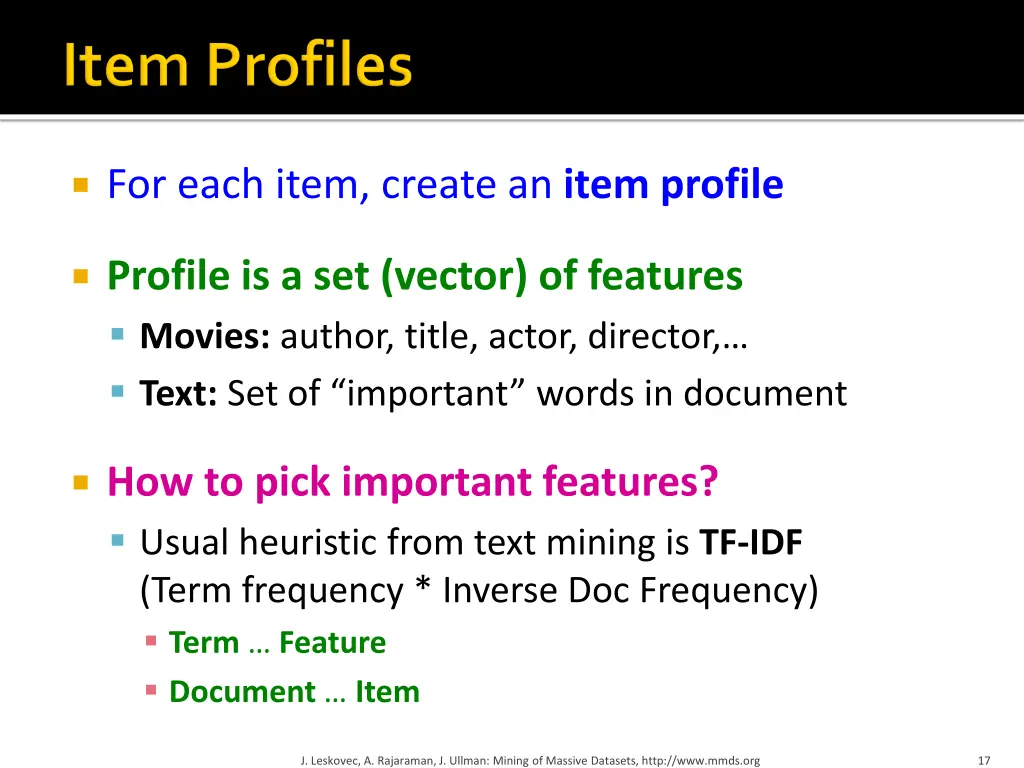 for each item create an item profile