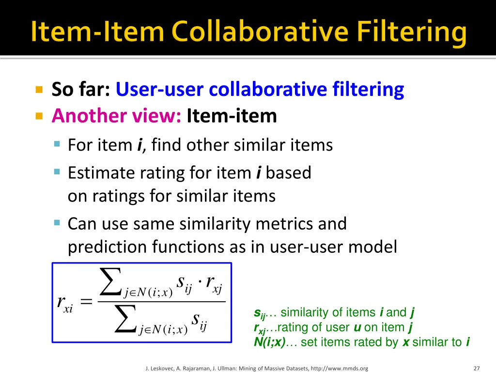 so far user user collaborative filtering another