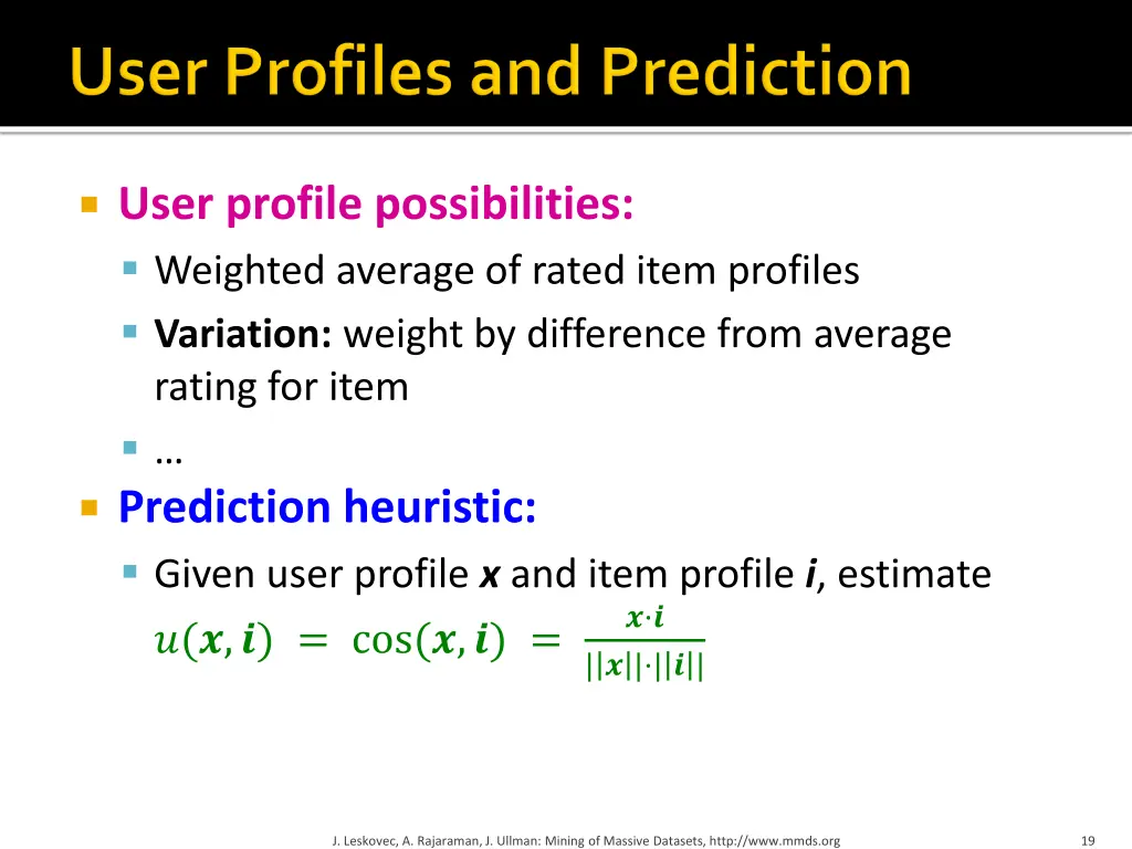 user profile possibilities weighted average