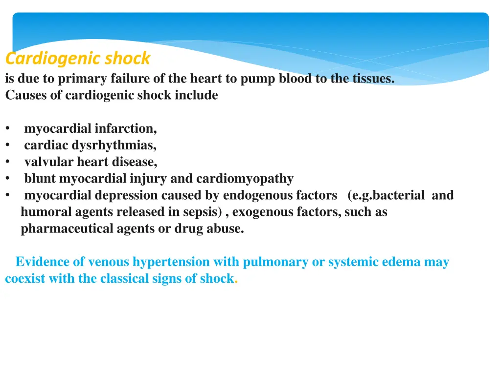 cardiogenic shock is due to primary failure