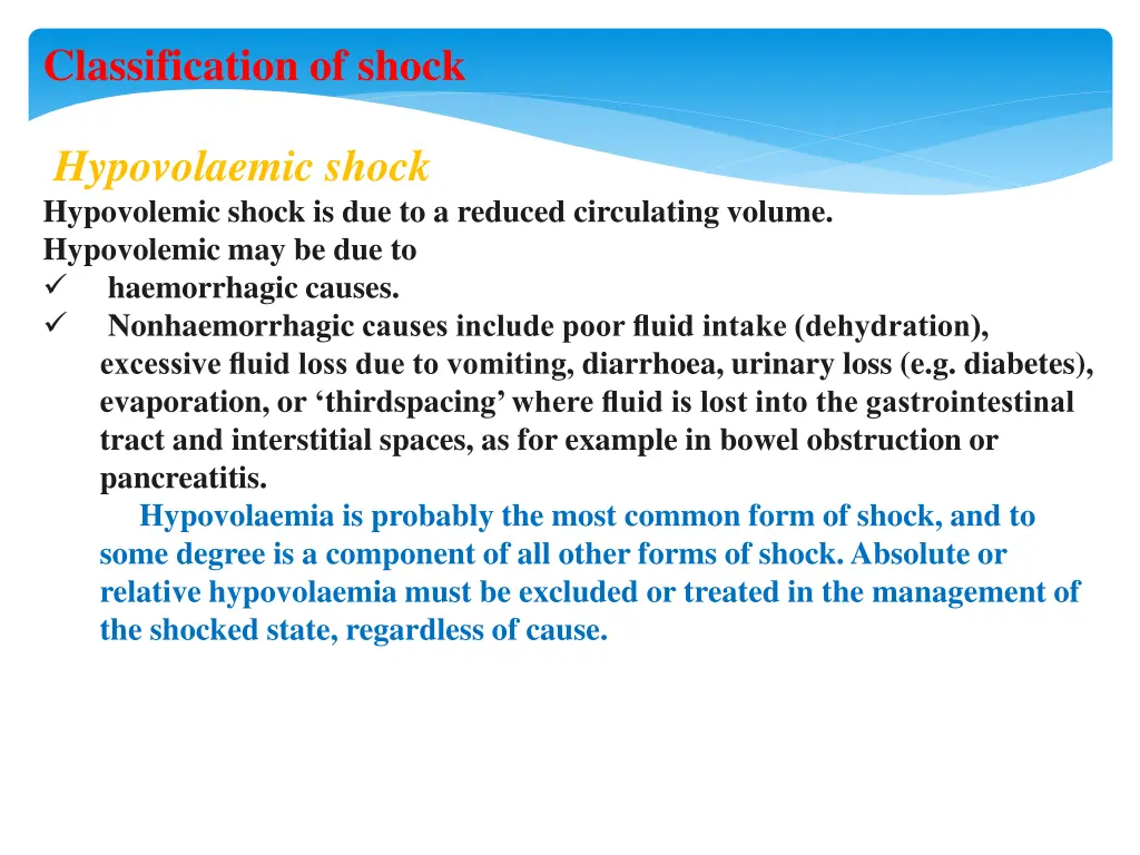 classification of shock