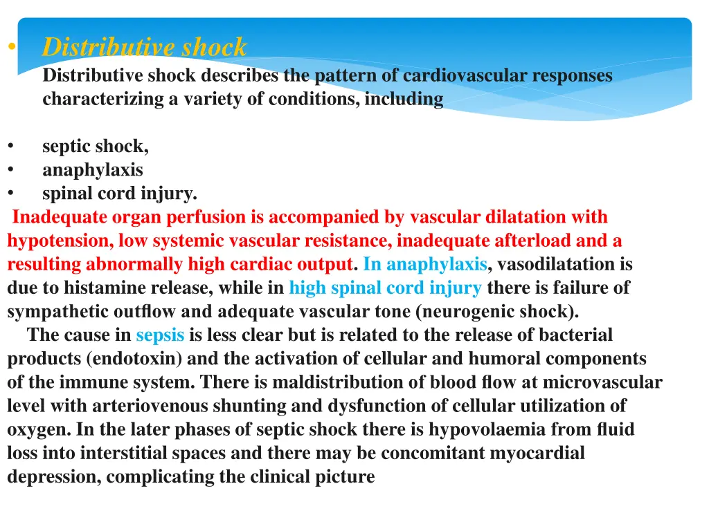 distributive shock distributive shock describes