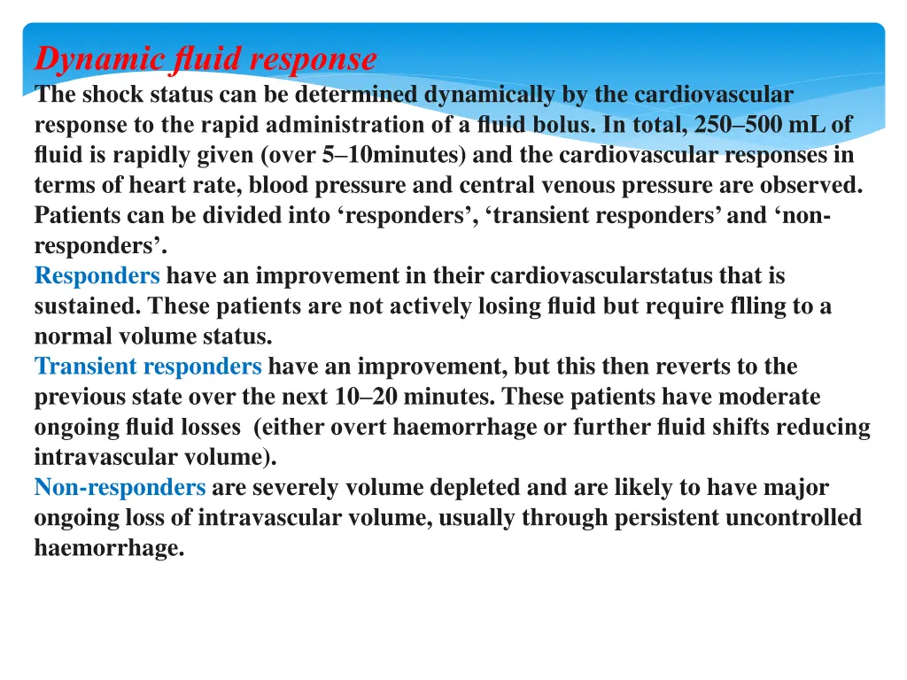 dynamic fluid response the shock status