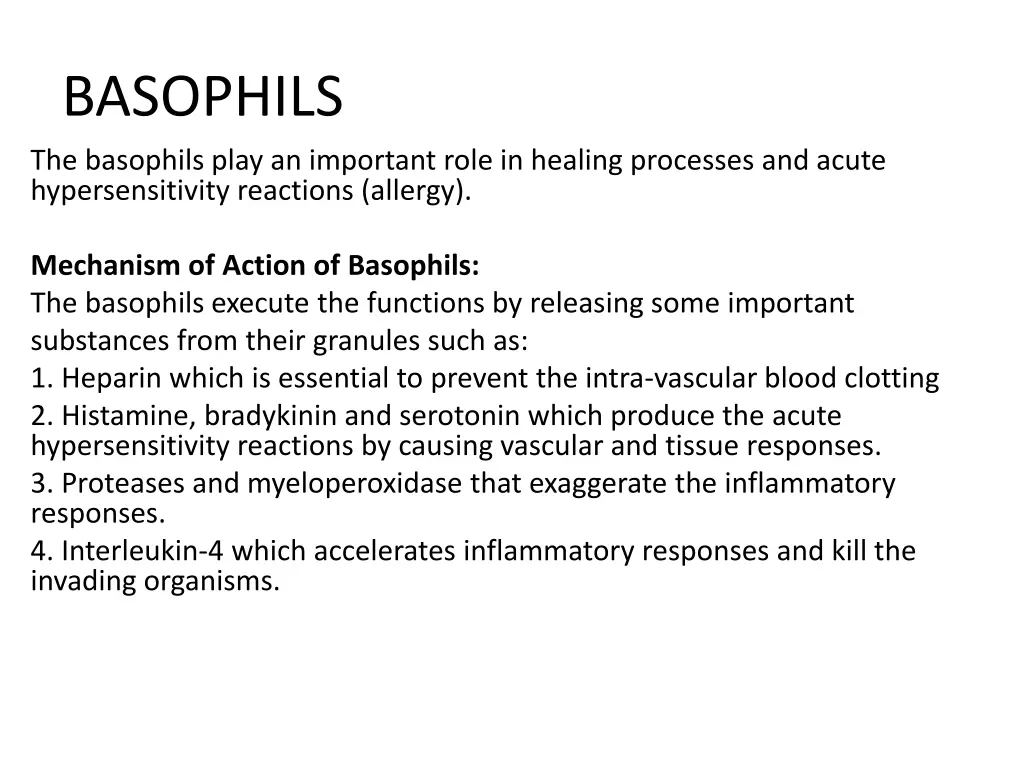 basophils the basophils play an important role