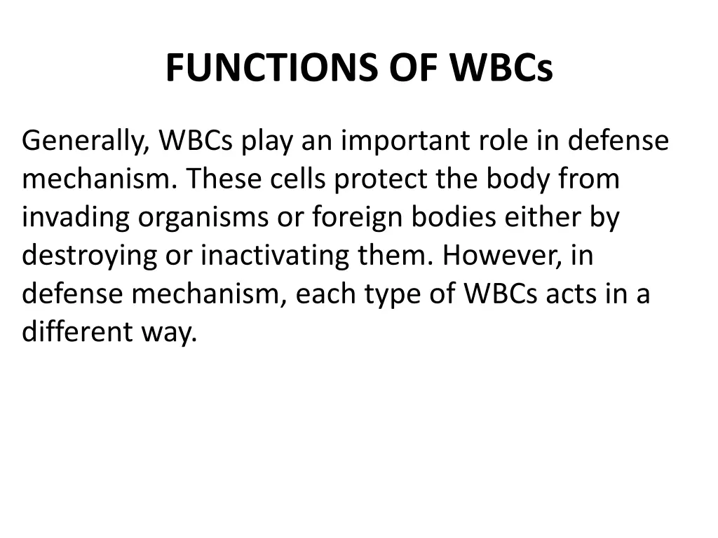 functions of wbcs