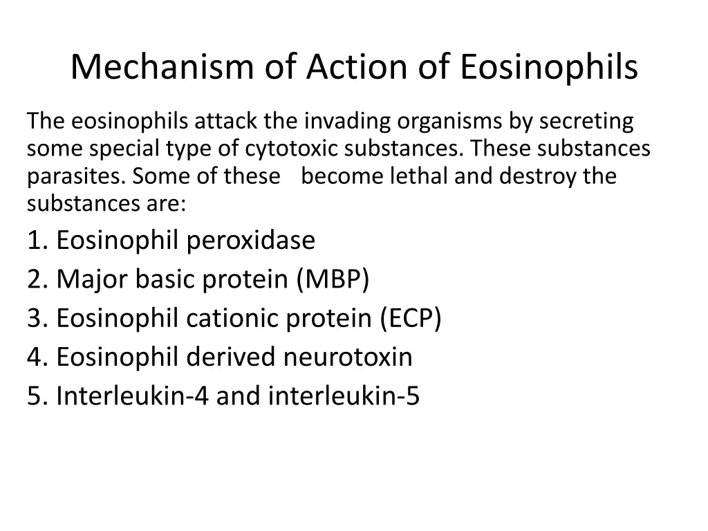 mechanism of action of eosinophils