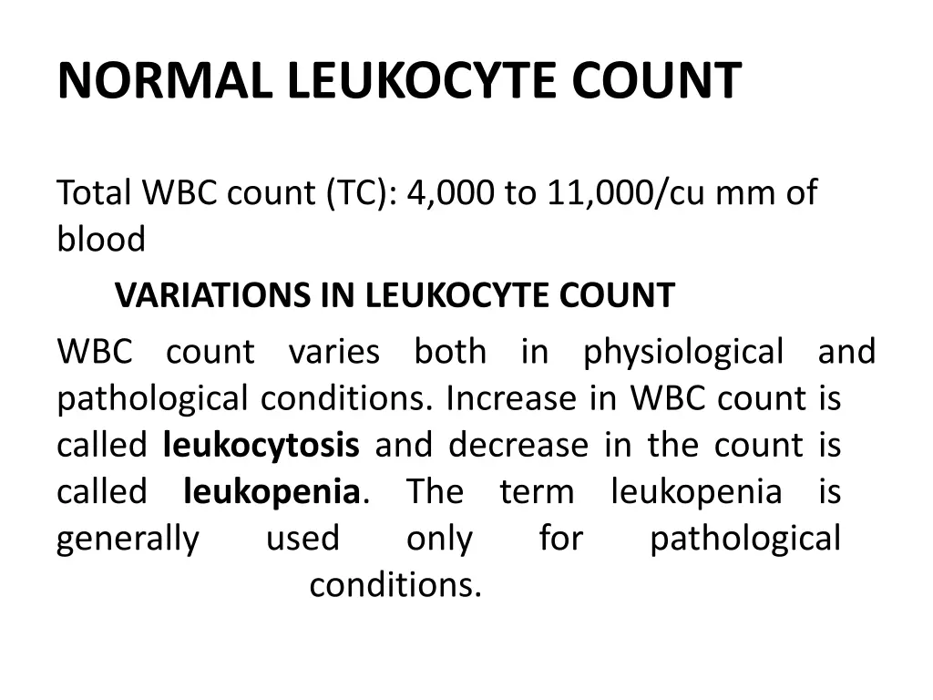 normal leukocyte count