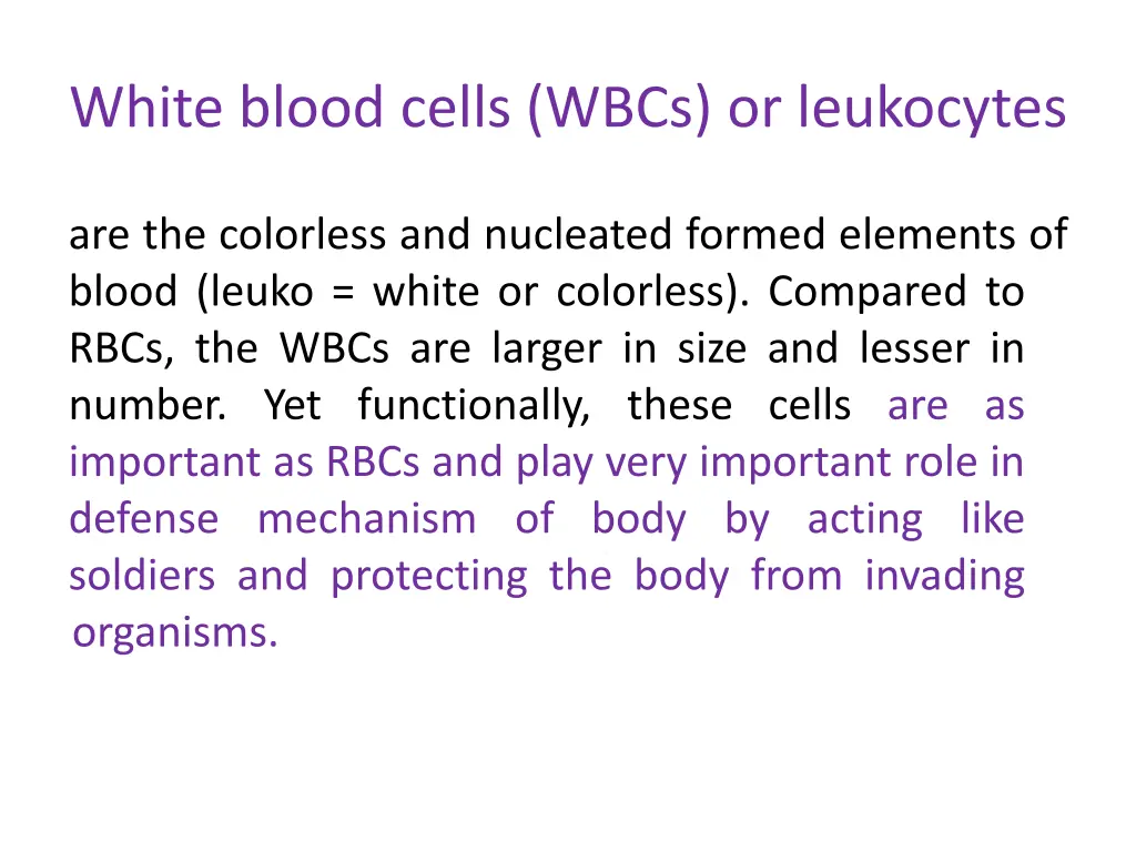 white blood cells wbcs or leukocytes