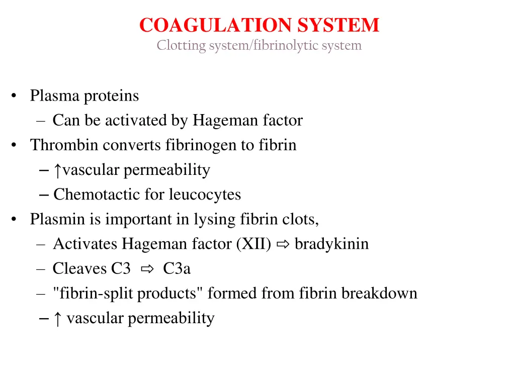 coagulation system clotting system fibrinolytic