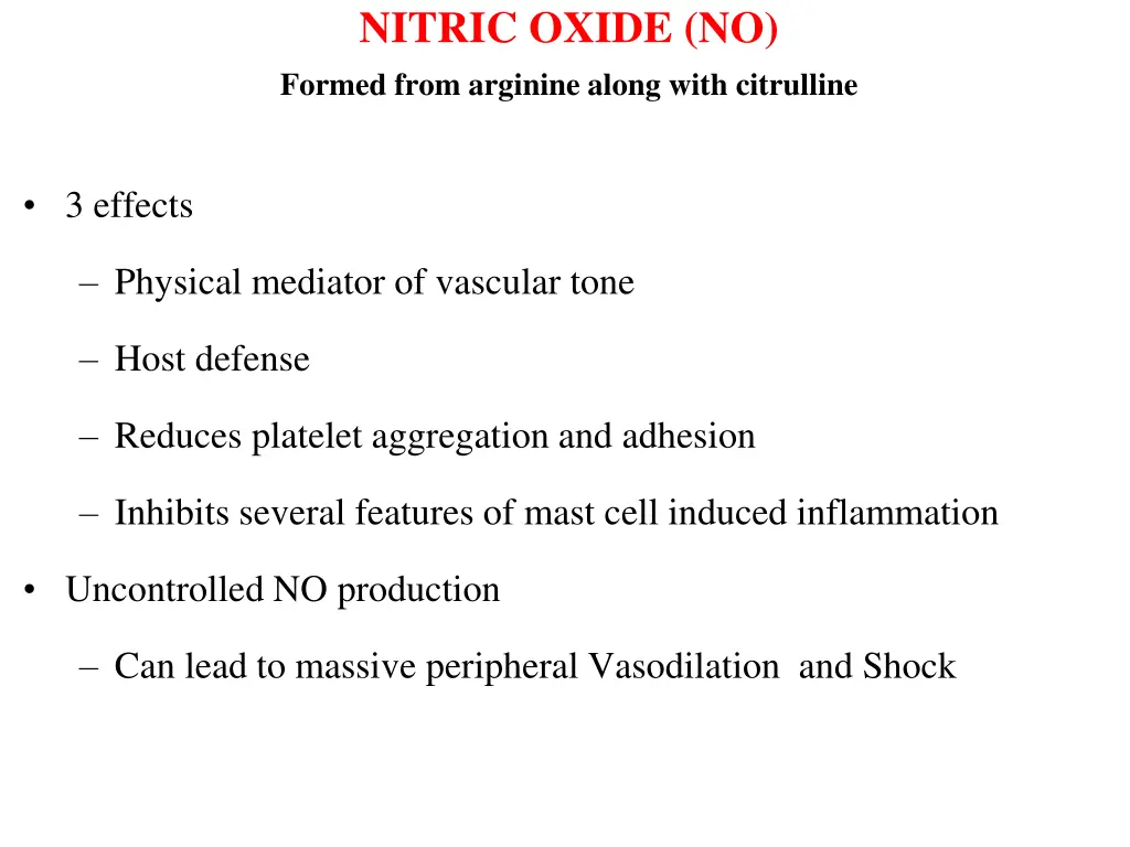 nitric oxide no formed from arginine along with