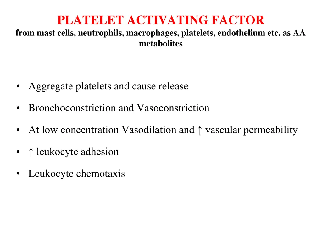 platelet activating factor from mast cells