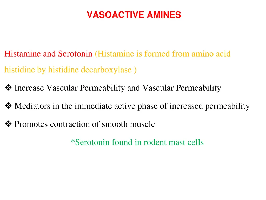 vasoactive amines