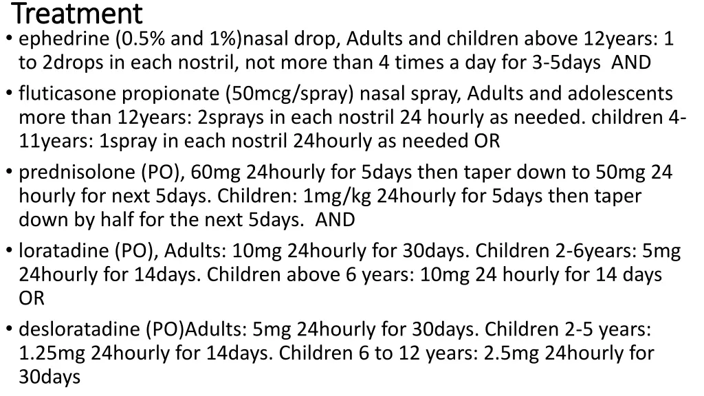 treatment treatment ephedrine 0 5 and 1 nasal