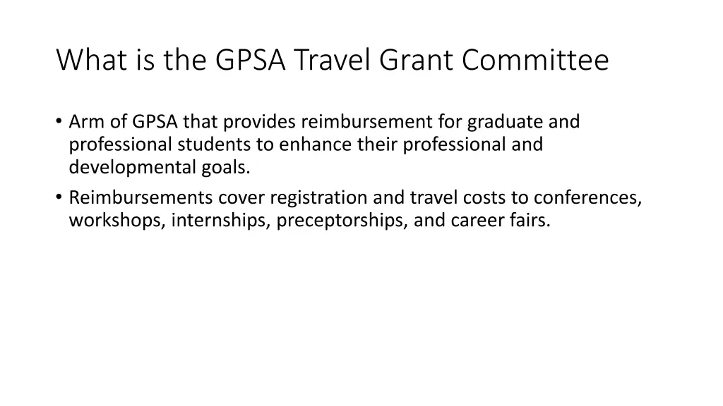 what is the gpsa travel grant committee