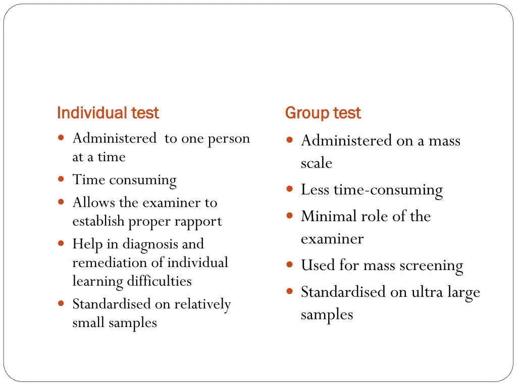 individual test individual test administered