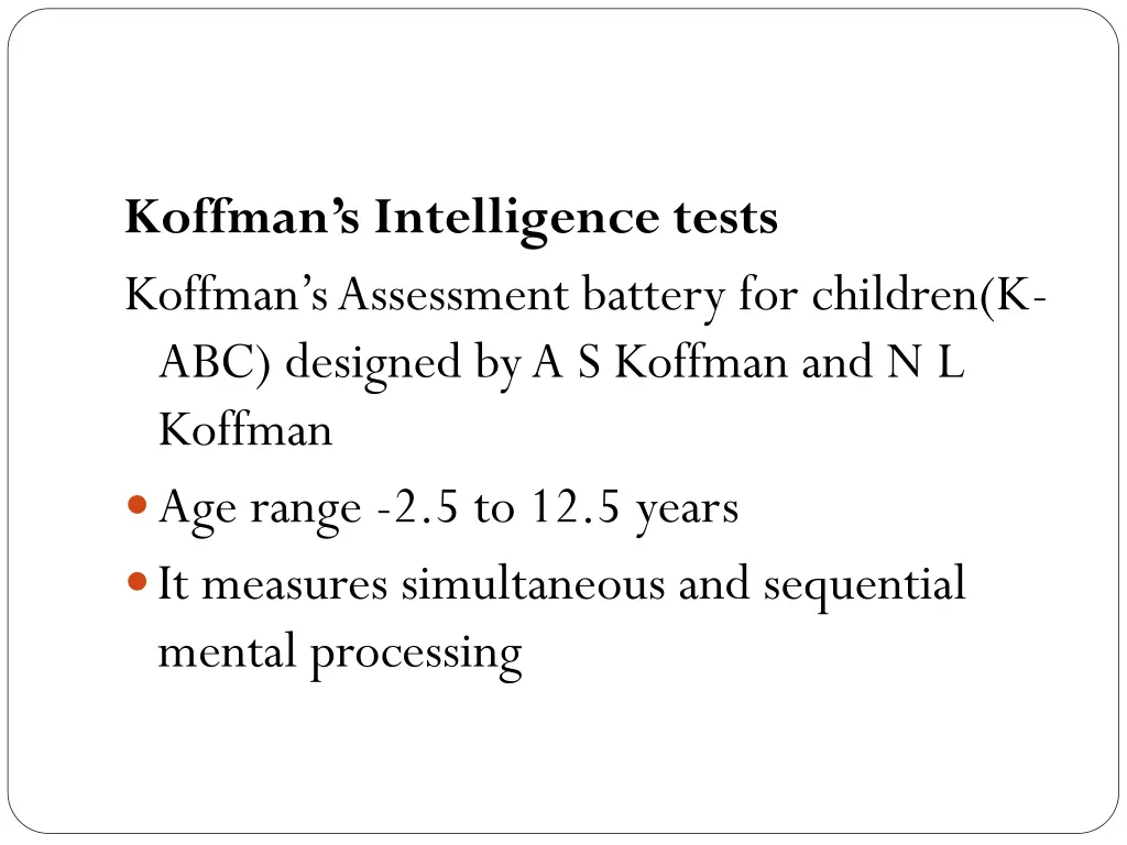 koffman s intelligence tests koffman s assessment