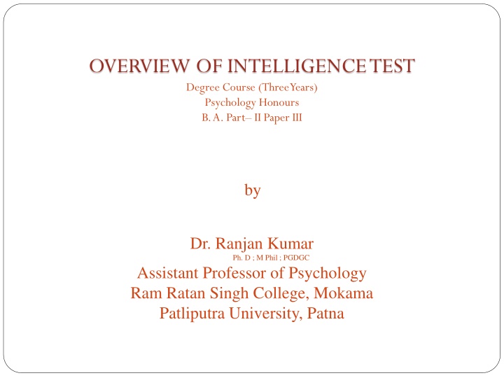 overview of intelligence test degree course three