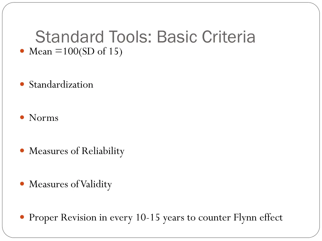 standard tools basic criteria mean 100 sd of 15