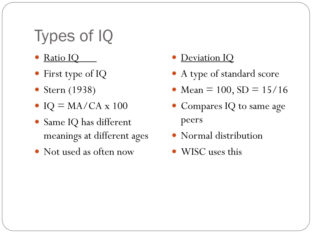 types of iq