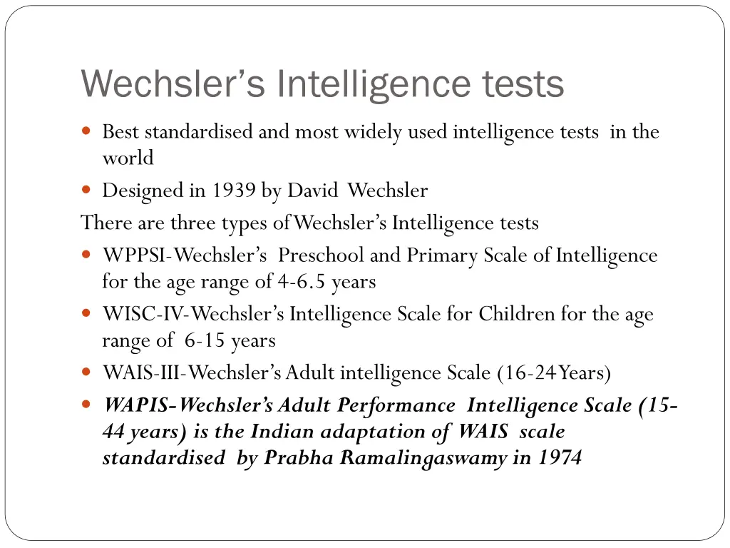 wechsler s intelligence tests