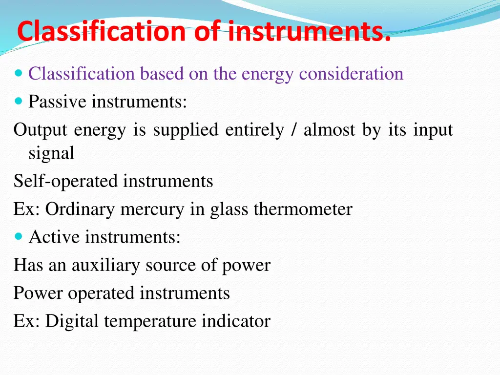 classification of instruments