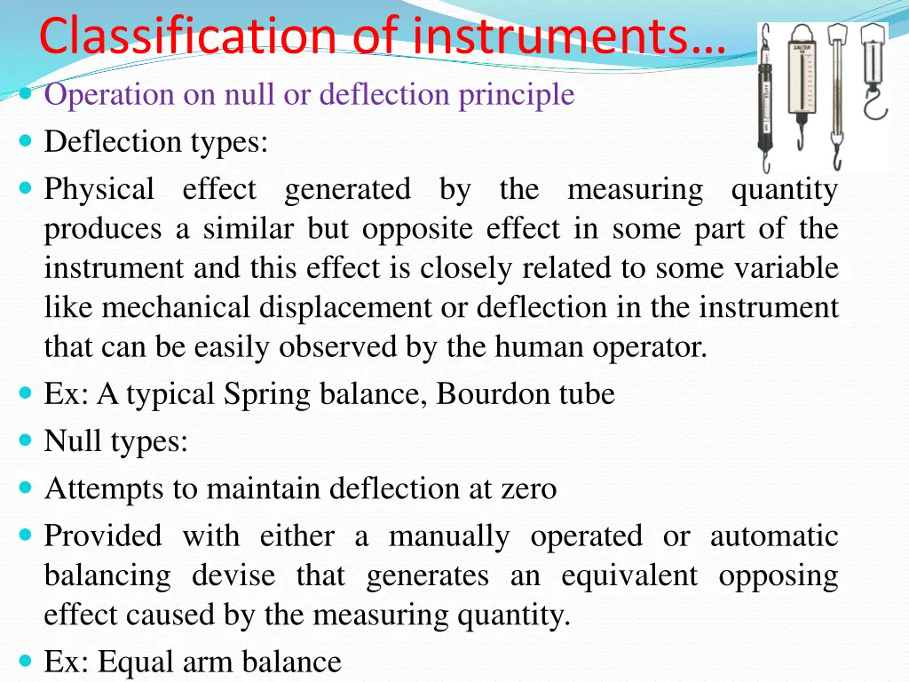 classification of instruments operation on null