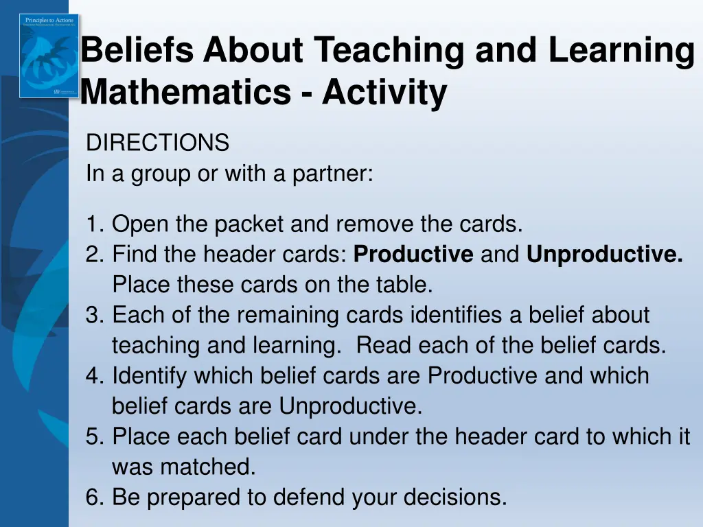 beliefs about teaching and learning mathematics