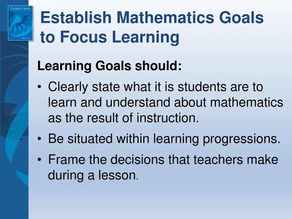 establish mathematics goals to focus learning