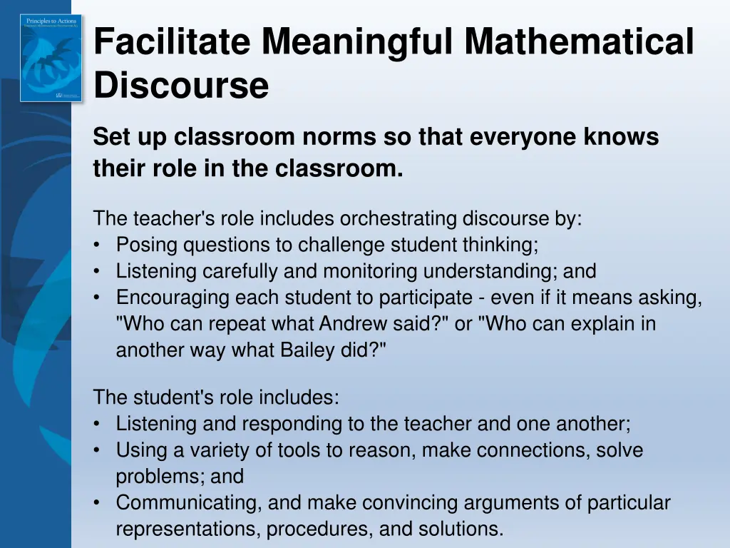 facilitate meaningful mathematical discourse 1