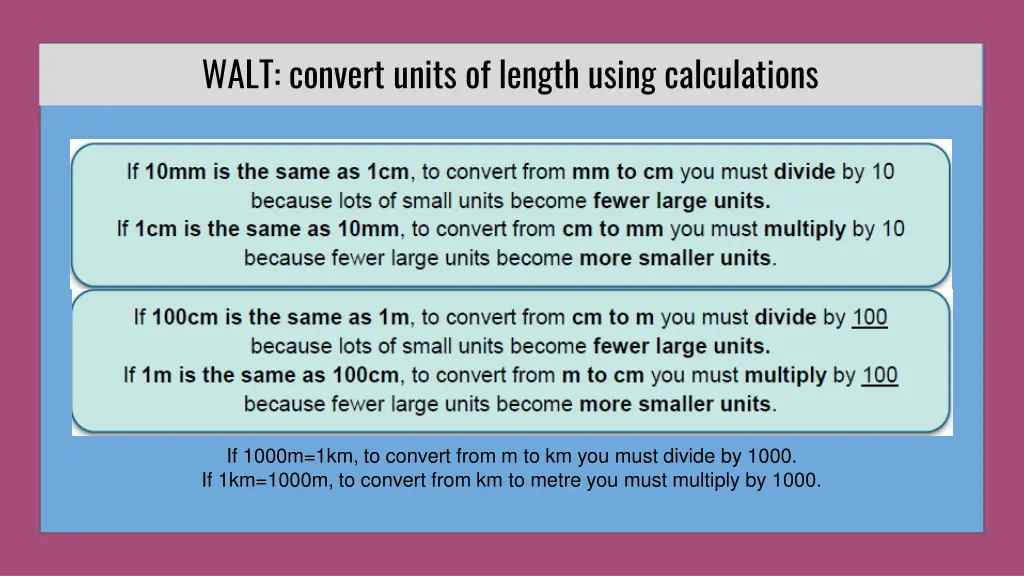 walt convert units of length using calculations 7