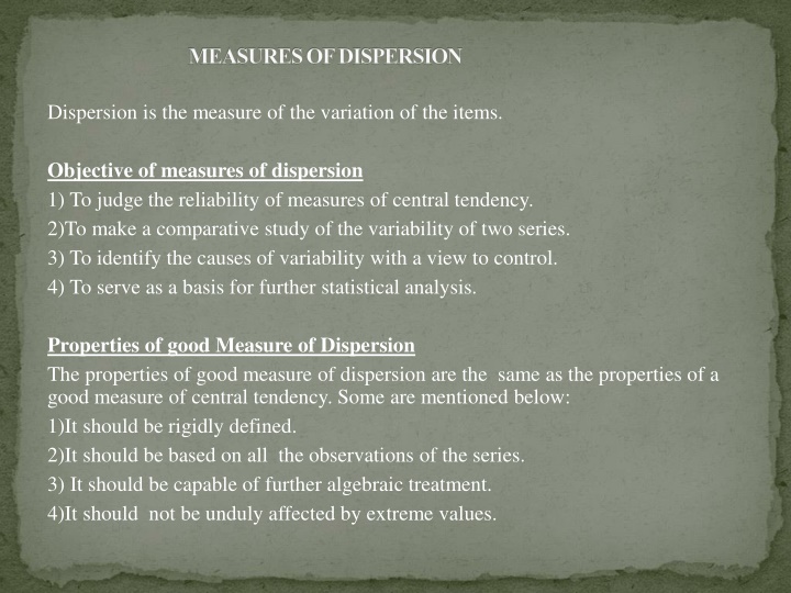 measures of dispersion