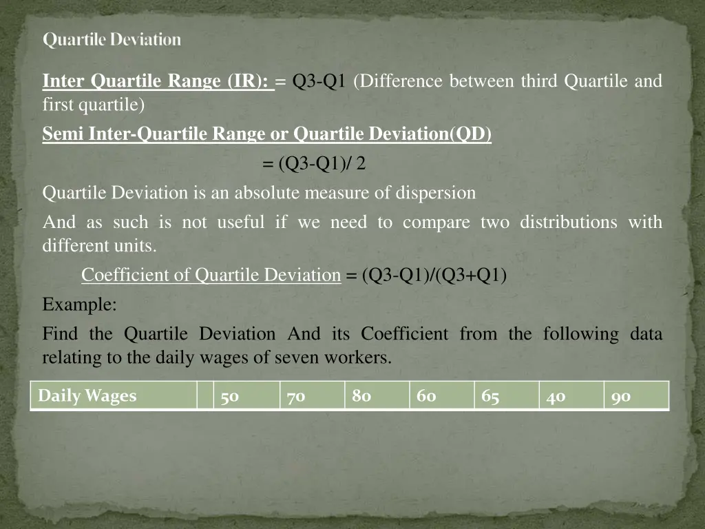 quartile deviation