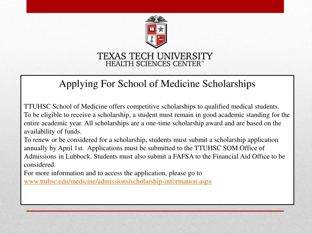 applying for school of medicine scholarships