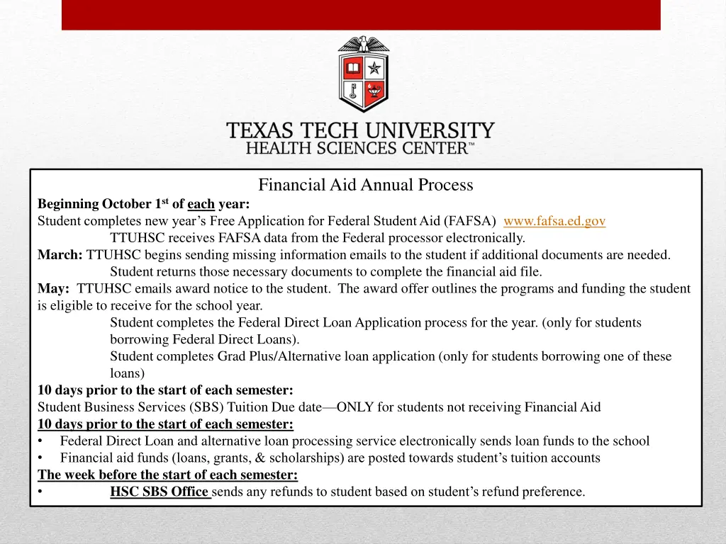 financial aid annual process