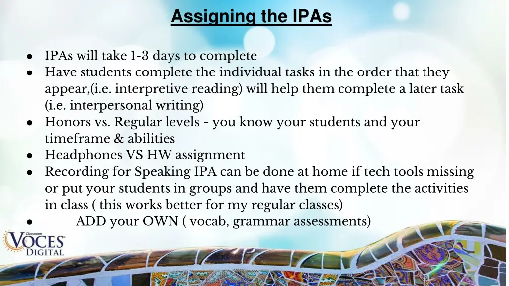 assigning the ipas