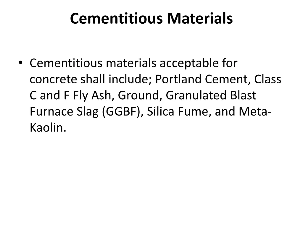 cementitious materials