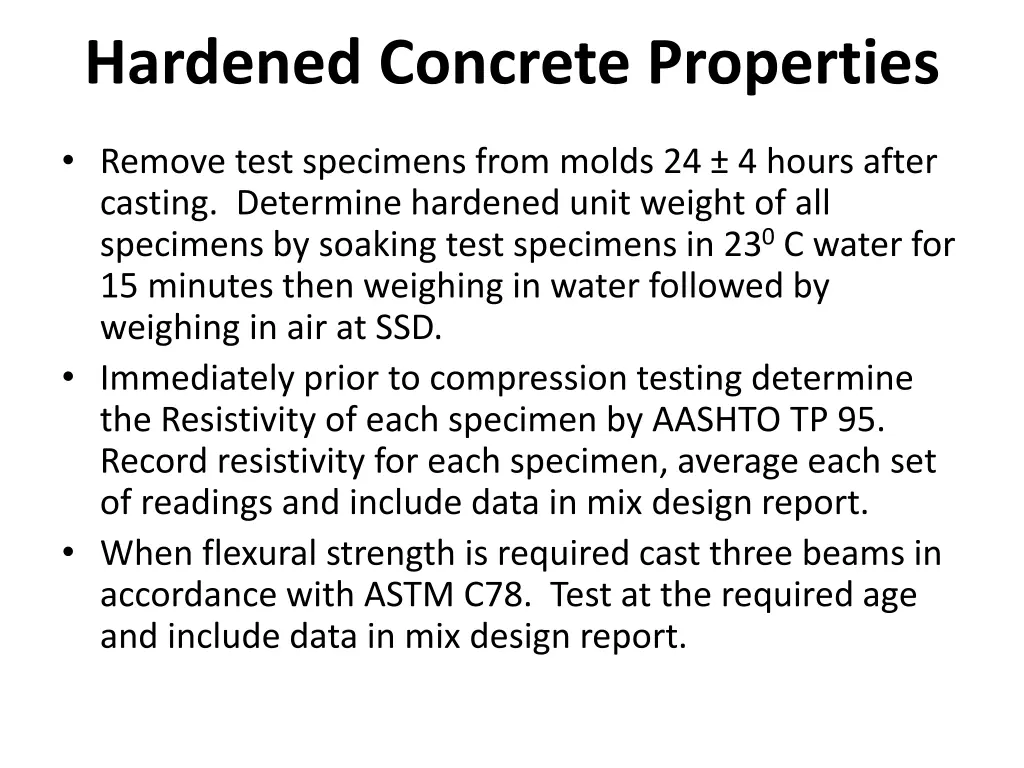 hardened concrete properties