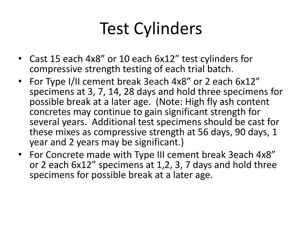 test cylinders