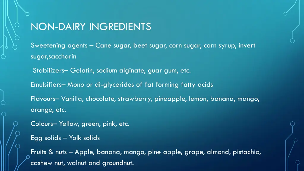 non dairy ingredients