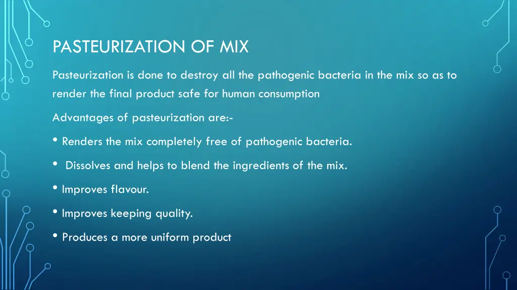 pasteurization of mix