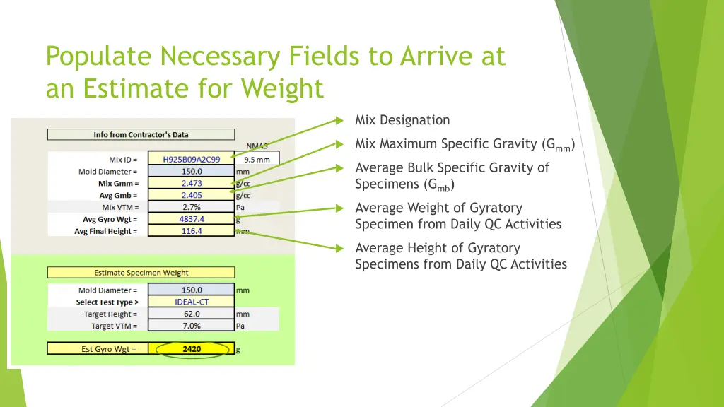 populate necessary fields to arrive