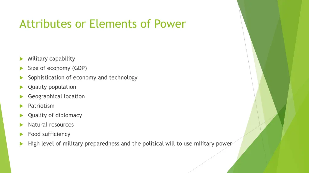 attributes or elements of power