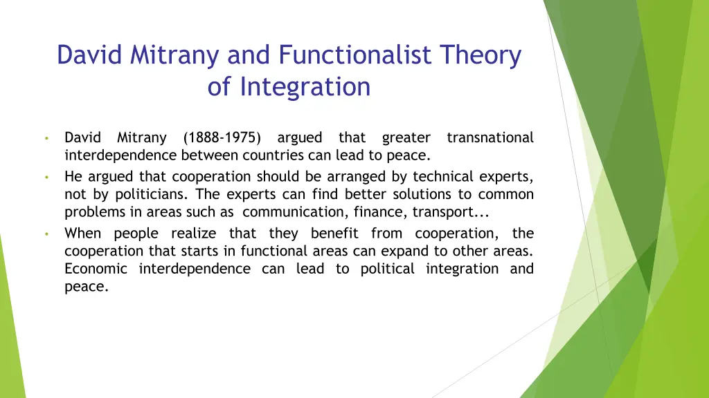 david mitrany and functionalist theory