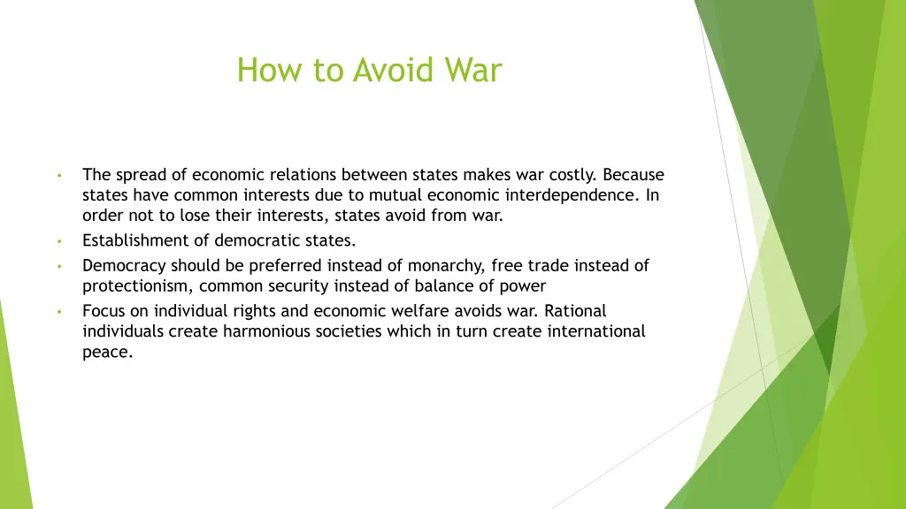 how to avoid war