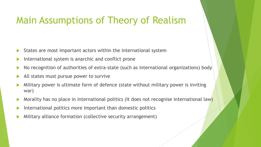 main assumptions of theory of realism